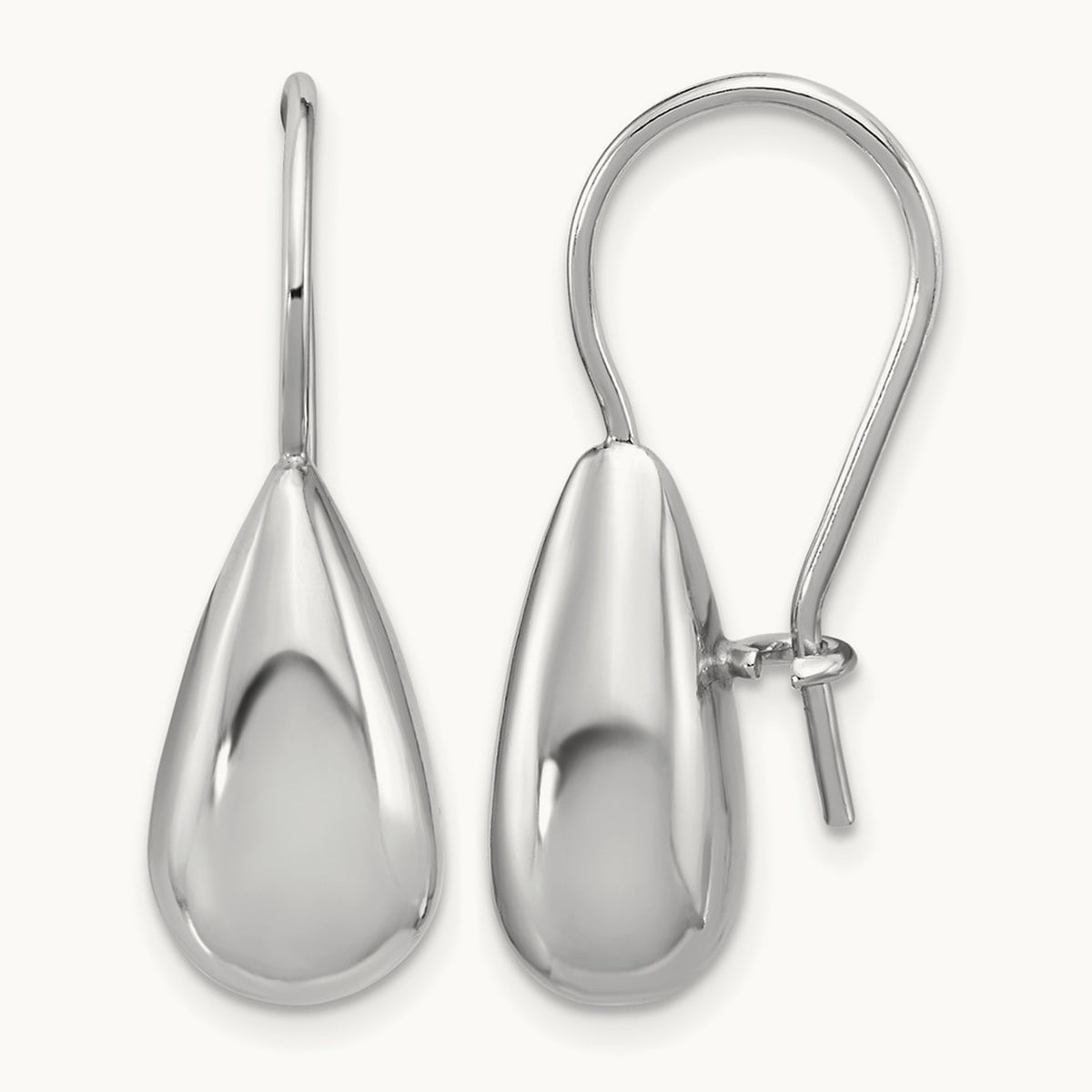 Leslie's' Sterling Silver RH-plated Polish Teardrop Dangle Earrings