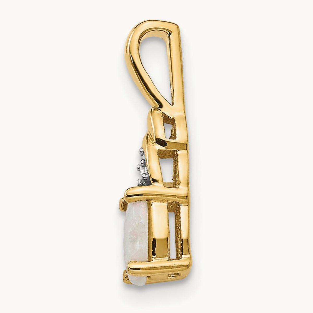 Opal and Diamond Pendant — 14K Yellow Gold