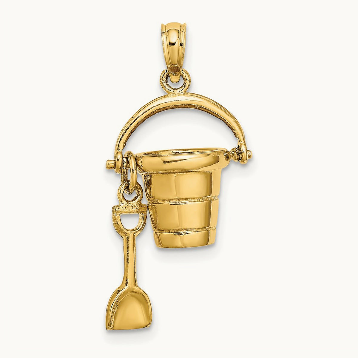 3D CAPE COD Bucket w/ Shovel Charm, 14K