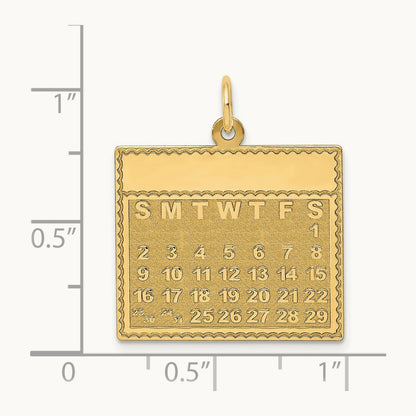 Saturday the First Day Calendar Pendant, 14K