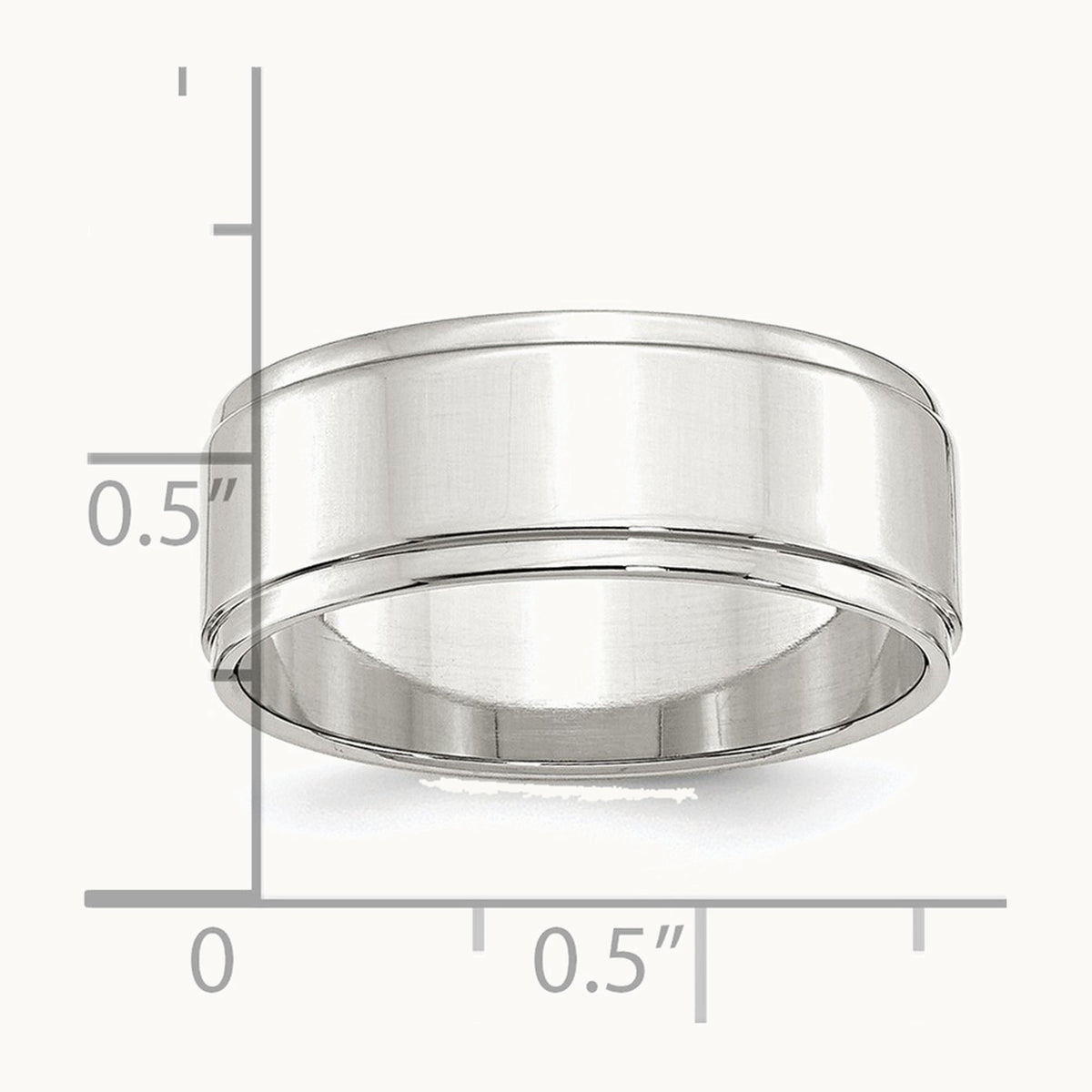 Sterling Silver 8mm Flat with Step Edge Band