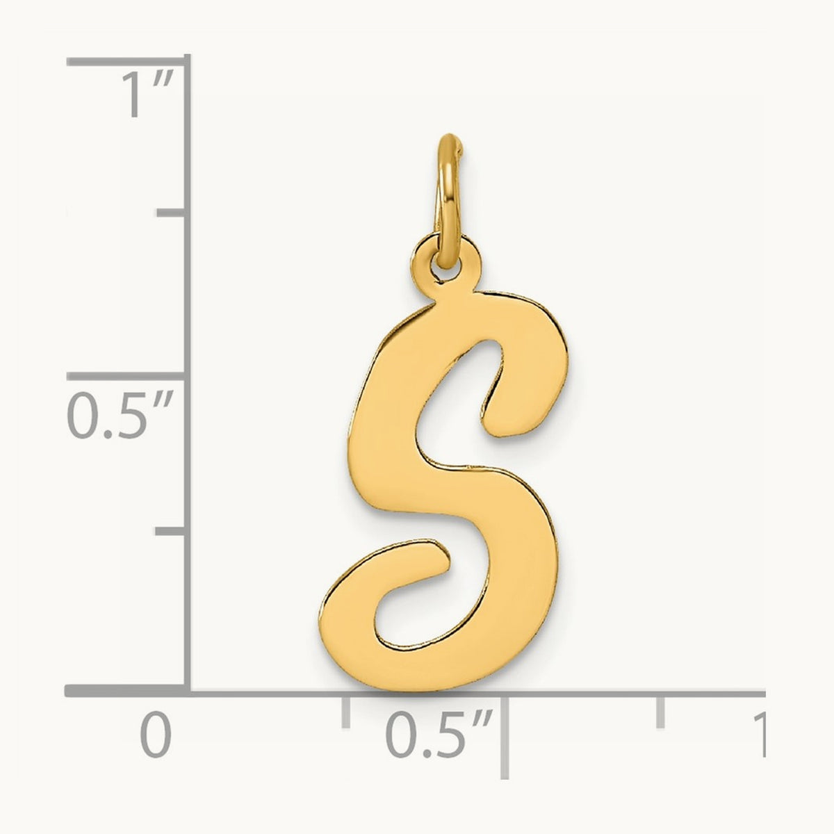 Large Script Initial Charm — 14K Yellow Gold, S