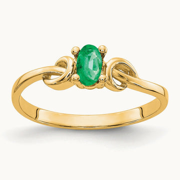 5x3mm Oval Emerald ring, 14K