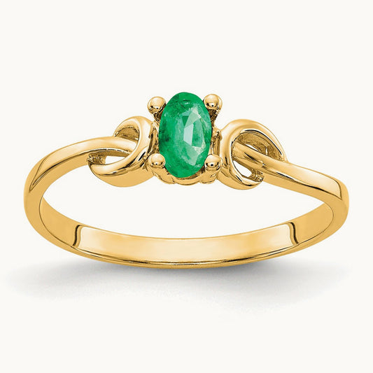 5x3mm Oval Emerald ring, 14K