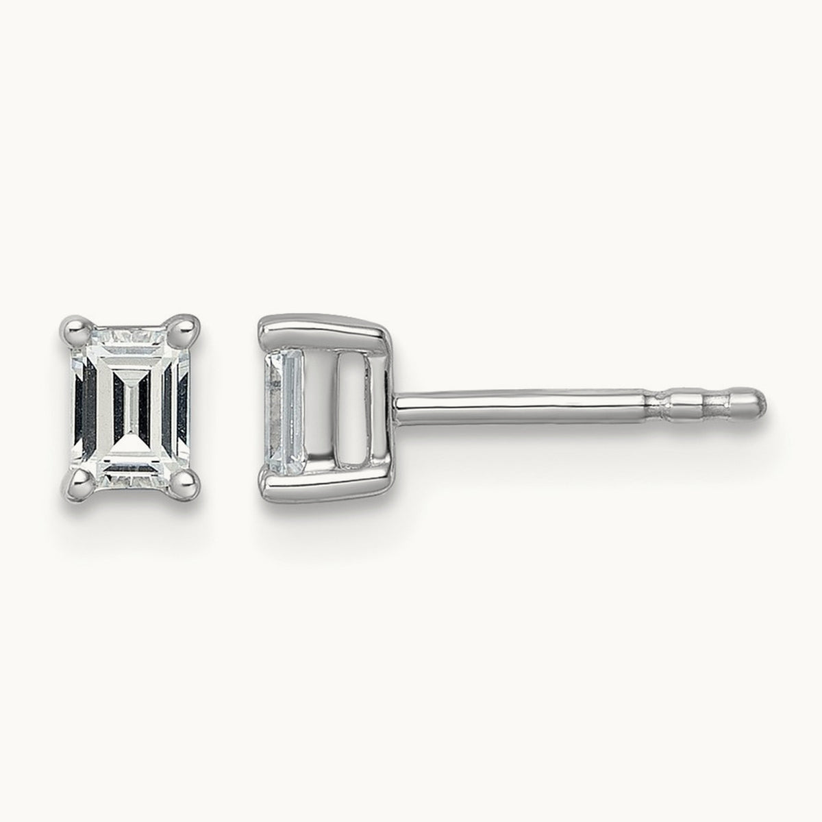Emerald Four-Prong Stud Earrings, 0.50-6.00 ct tw Lab-Grown Diamond — 1/2 ct, 14K White Gold