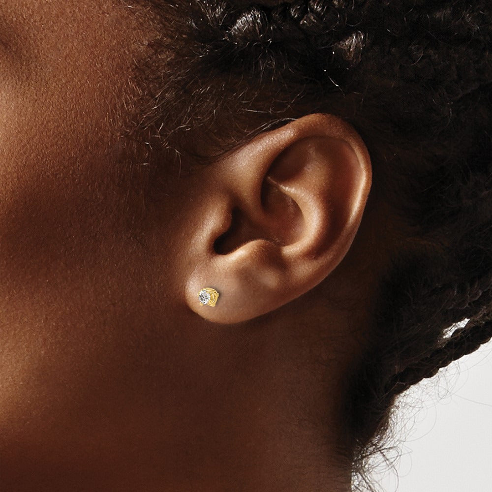 Diamond Post Earrings — 14K Yellow Gold