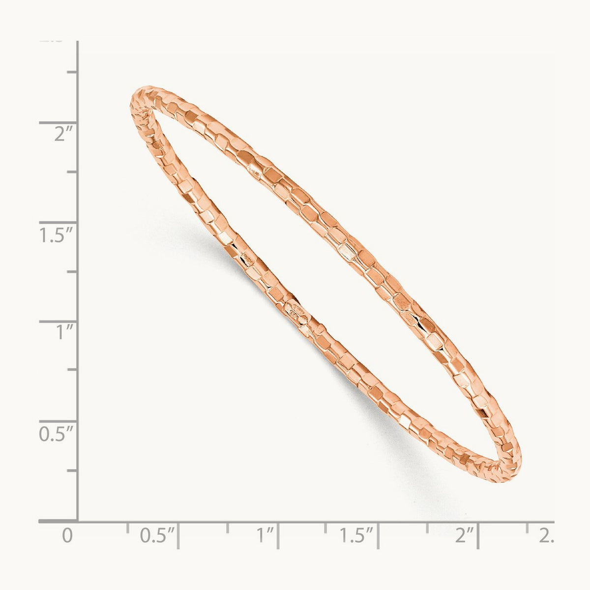 Polished Textured Slip-on Bangle Bracelet — 14K Rose Gold