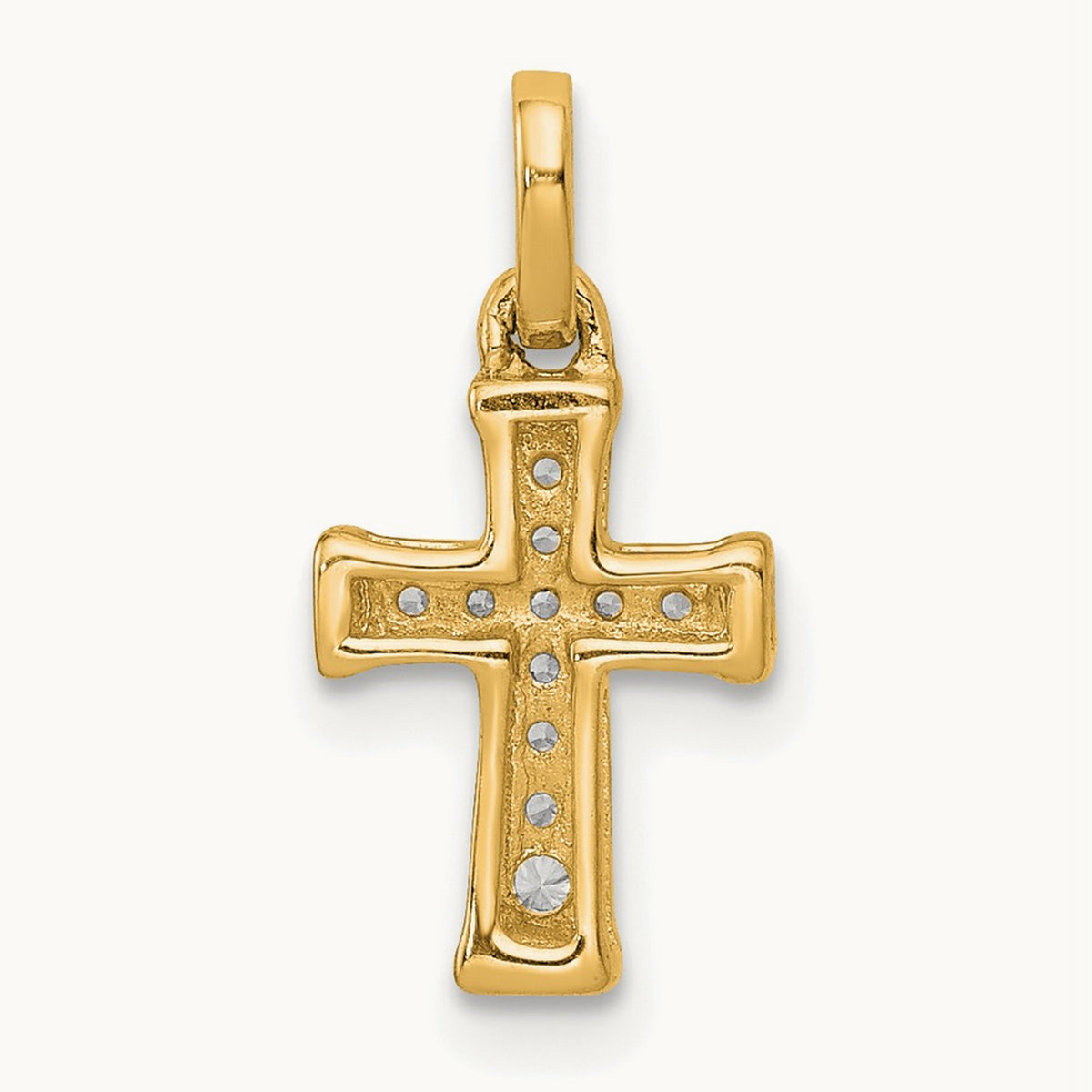 Small Diamond Latin Cross Pendant — 14K Yellow Gold