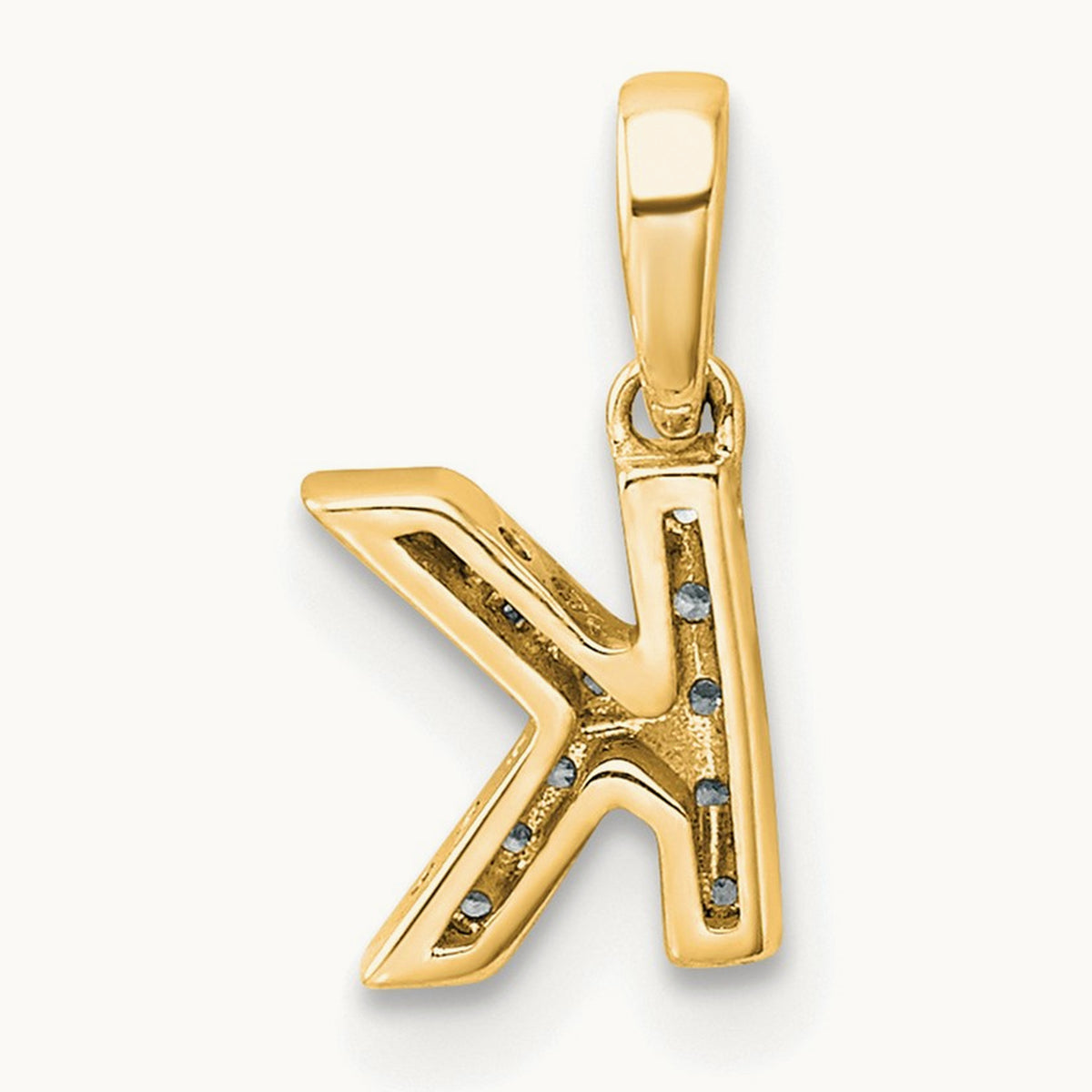 Diamond Initial with Bail Pendant — 14K Yellow Gold, K