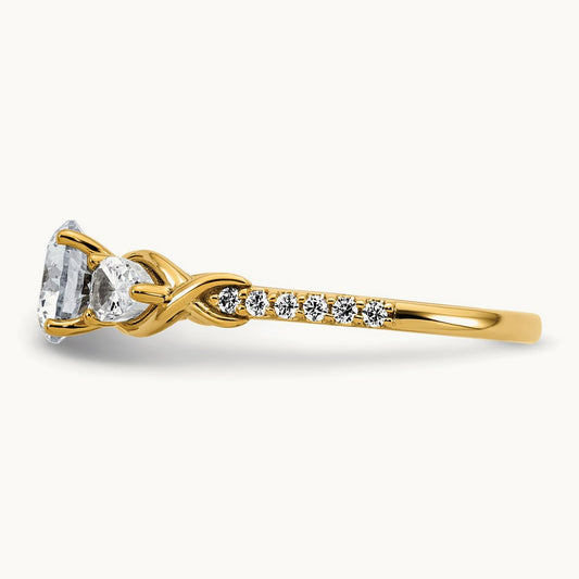 Round 3 Stone Engagement Ring, 1.50-2.25 ct tw Lab-Grown Diamond — 1 5/8 ct, 14K Yellow Gold