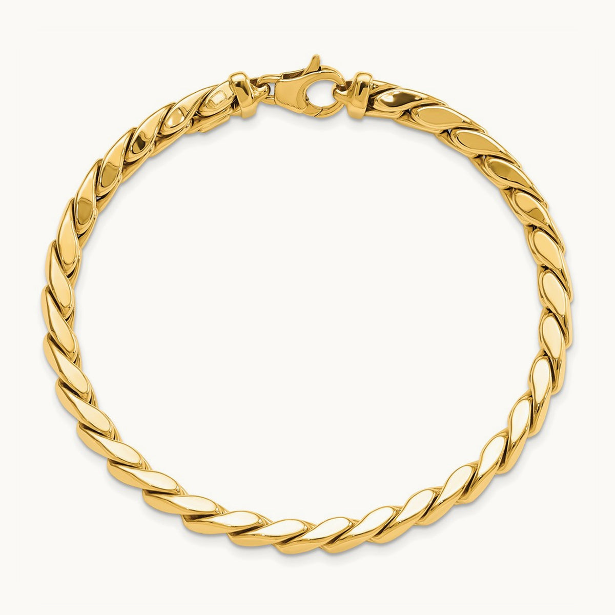 Polished Fancy Link Men's Bracelet, 14K