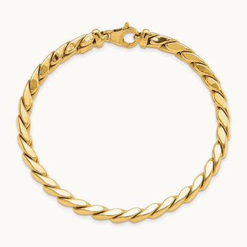 Polished Fancy Link Men's Bracelet, 14K