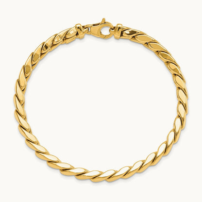 Polished Fancy Link Men's Bracelet, 14K