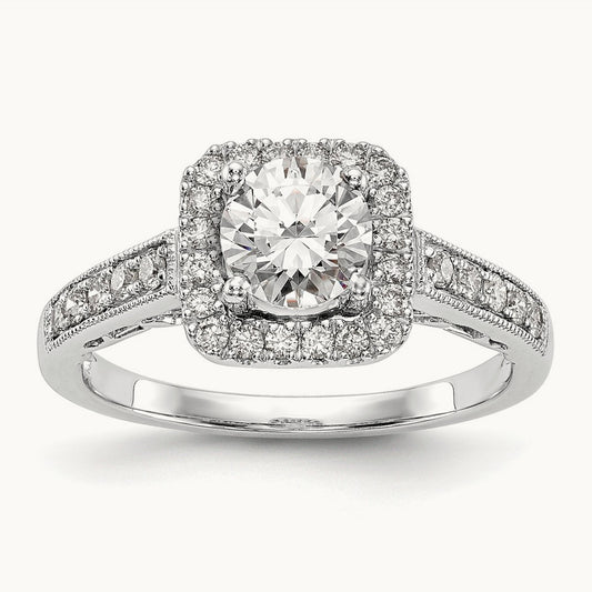 Round Semi-Mount Halo Engagement Ring, 0.25 ct tw