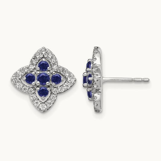 Created Sapphire Fashion Post Earrings, 0.25 ct tw Lab-Grown Diamond