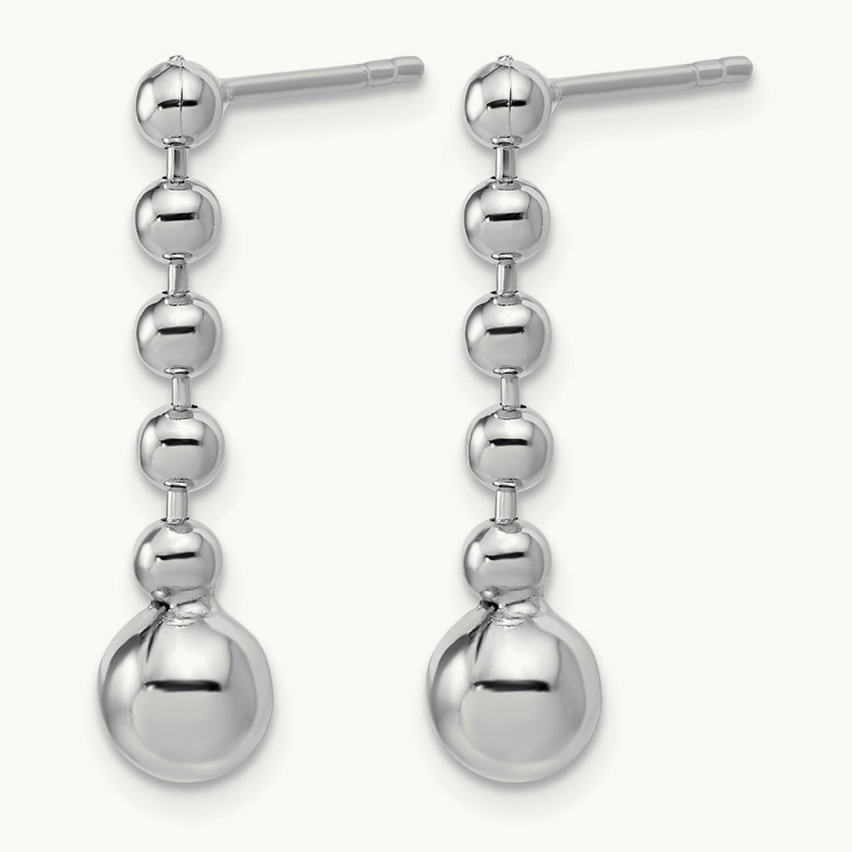 RH-Plated Polished Beaded Post Dangle Earrings, Sterling Silver — Leslie's