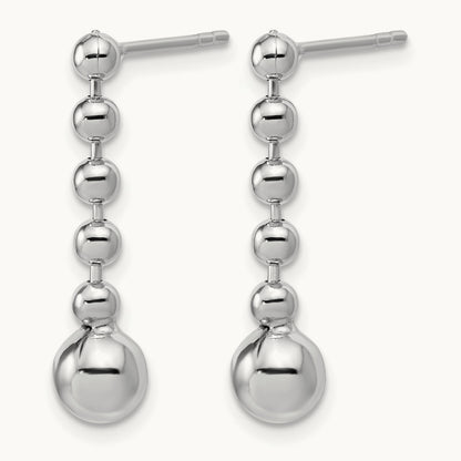 RH-Plated Polished Beaded Post Dangle Earrings, Sterling Silver — Leslie's