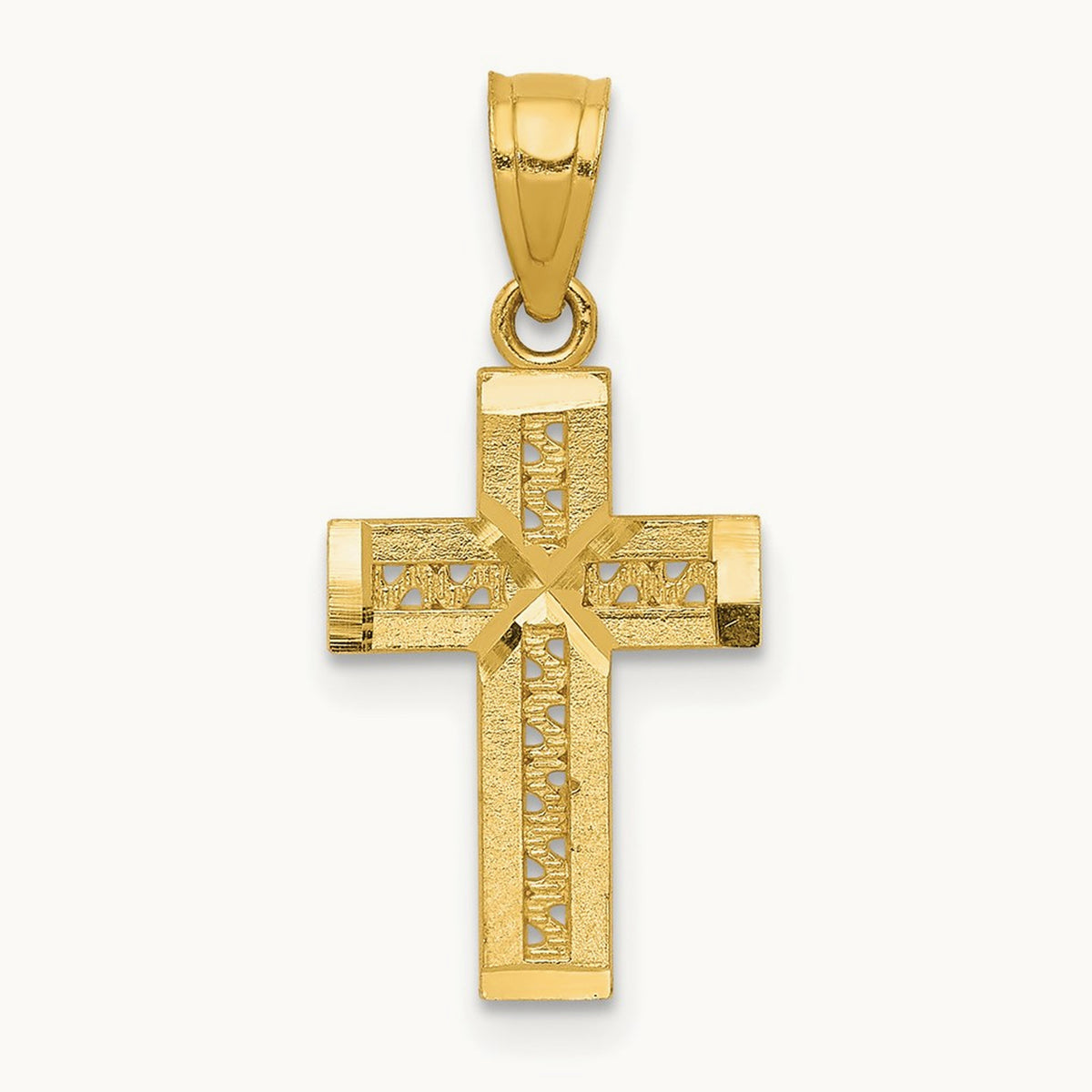 Diamond-cut Cross w/X Center Pendant, 14K