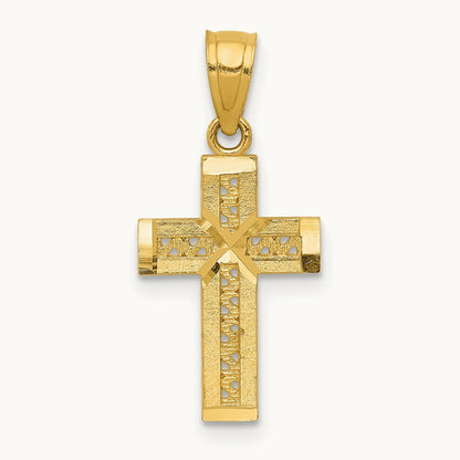 Diamond-cut Cross w/X Center Pendant, 14K