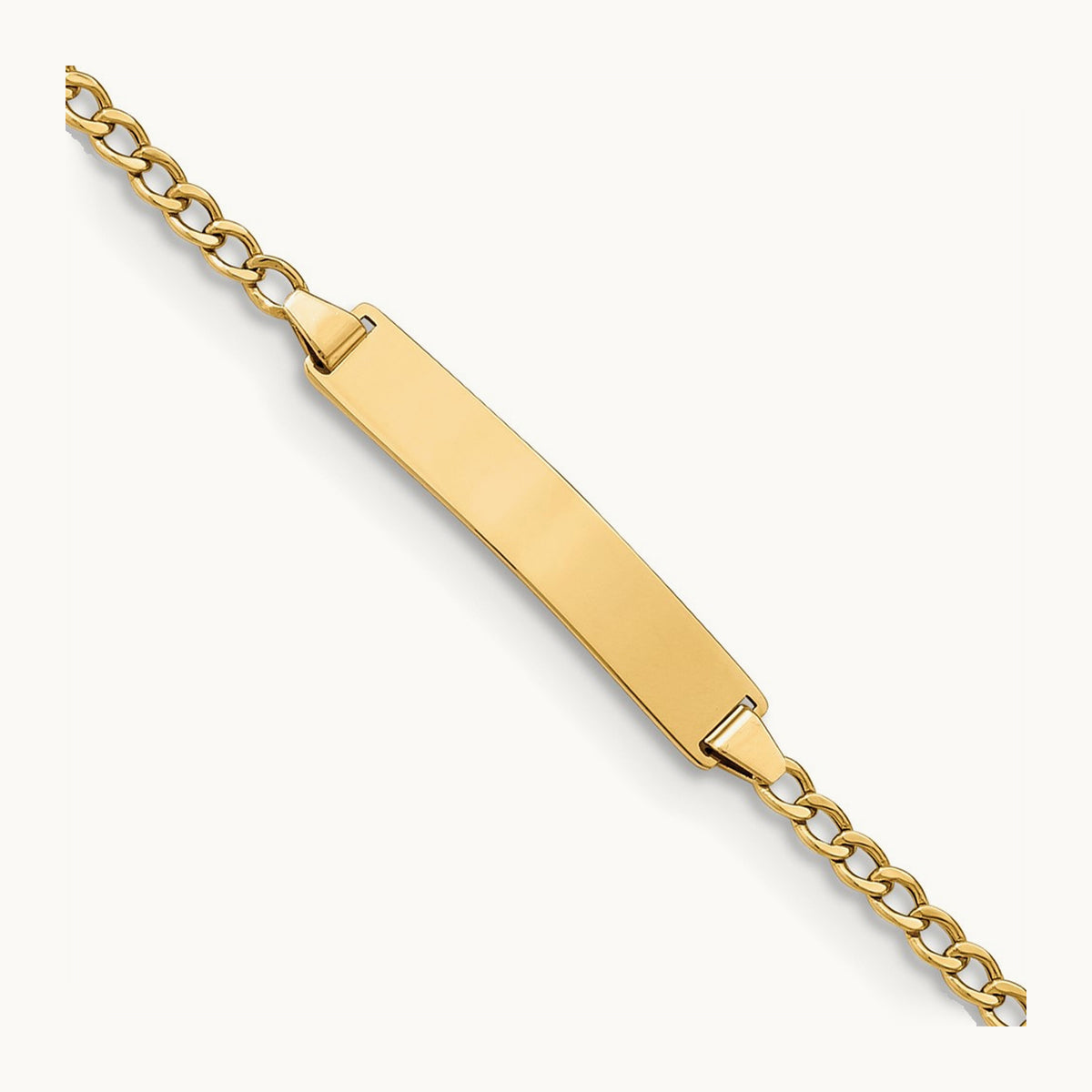 Semi-Solid Polished Cuban ID Bracelet — 7mm