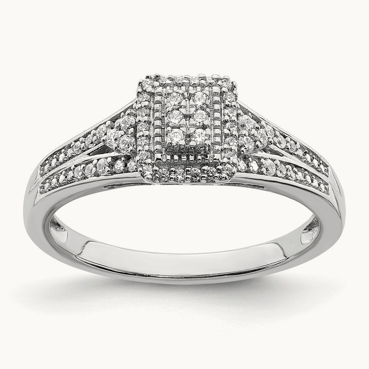 Diamond Cluster Complete Engagement Ring — photo set