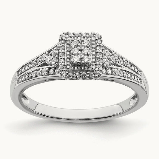 Diamond Cluster Complete Engagement Ring — photo set