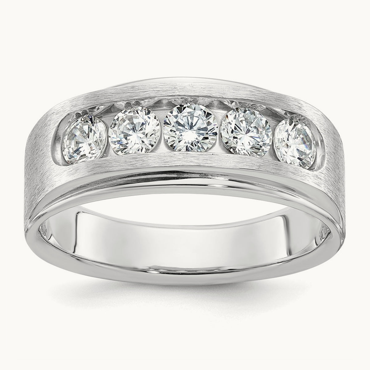 5 Stone Polished & Brushed Men's Ring Mounting