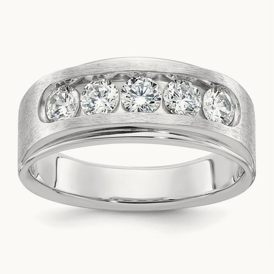 5 Stone Polished & Brushed Men's Ring Mounting