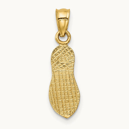 3D Polished And Textured Flip Flop Pendant, 14K