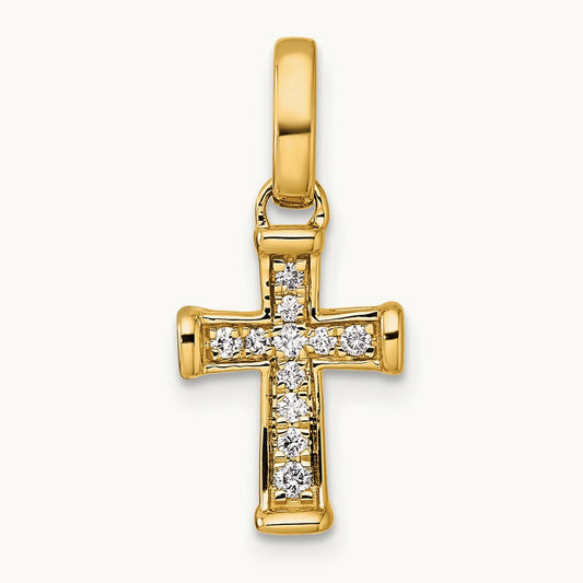 Small Diamond Latin Cross Pendant — 20.9mm