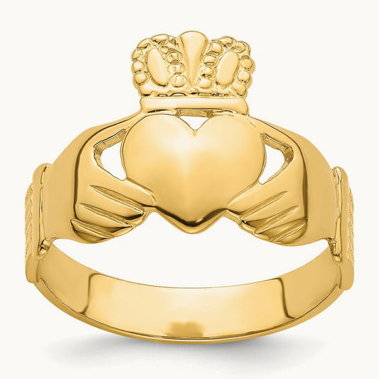 Polished Claddagh Ring (Size 9), 14K
