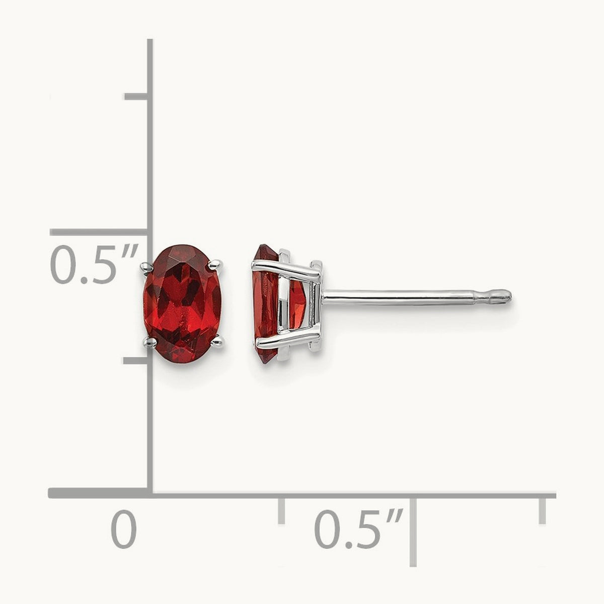 6x4 Garnet Earrings, 14K White Gold