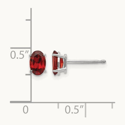 6x4 Garnet Earrings, 14K White Gold