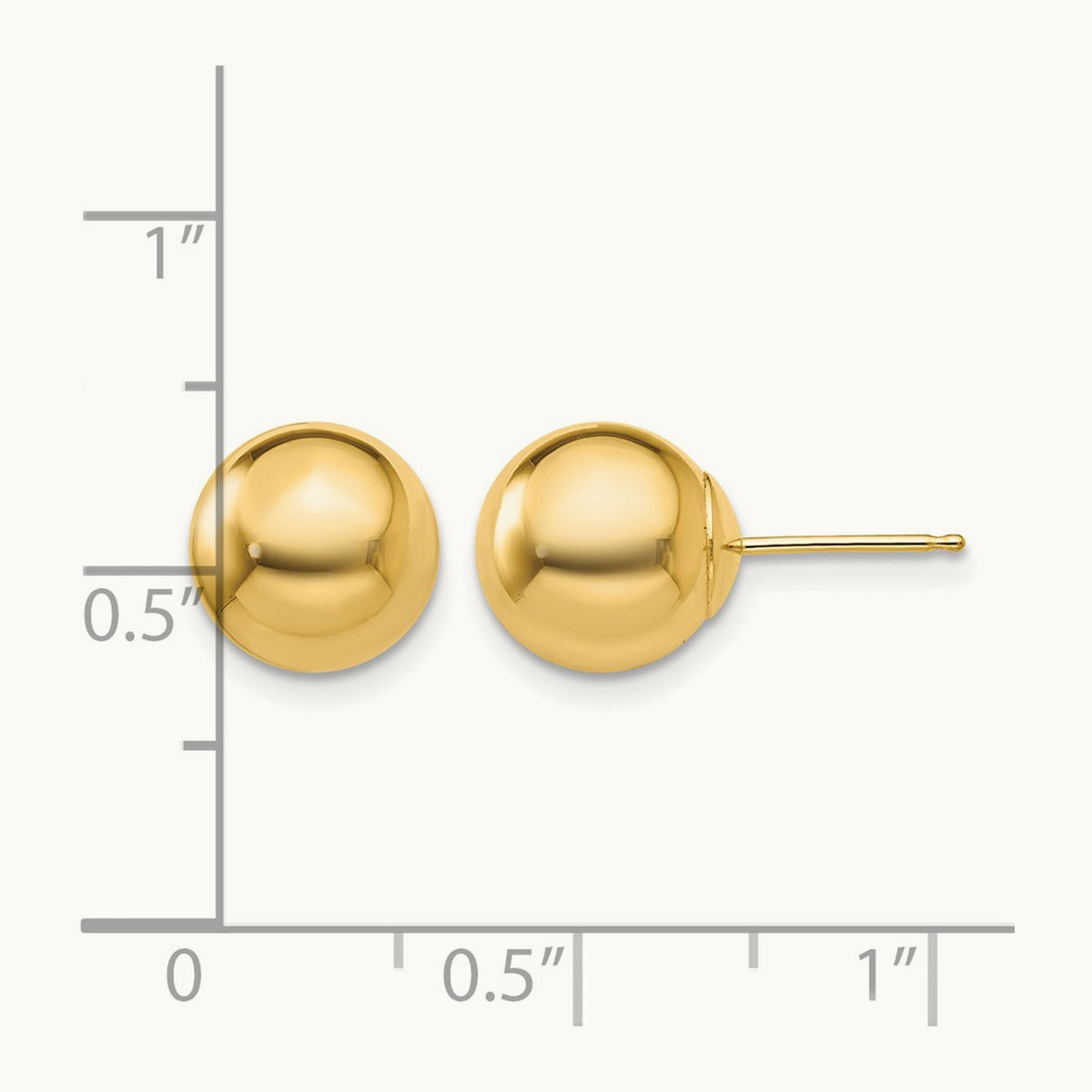 Polished Ball Post Earrings — 14K Yellow Gold, 9mm
