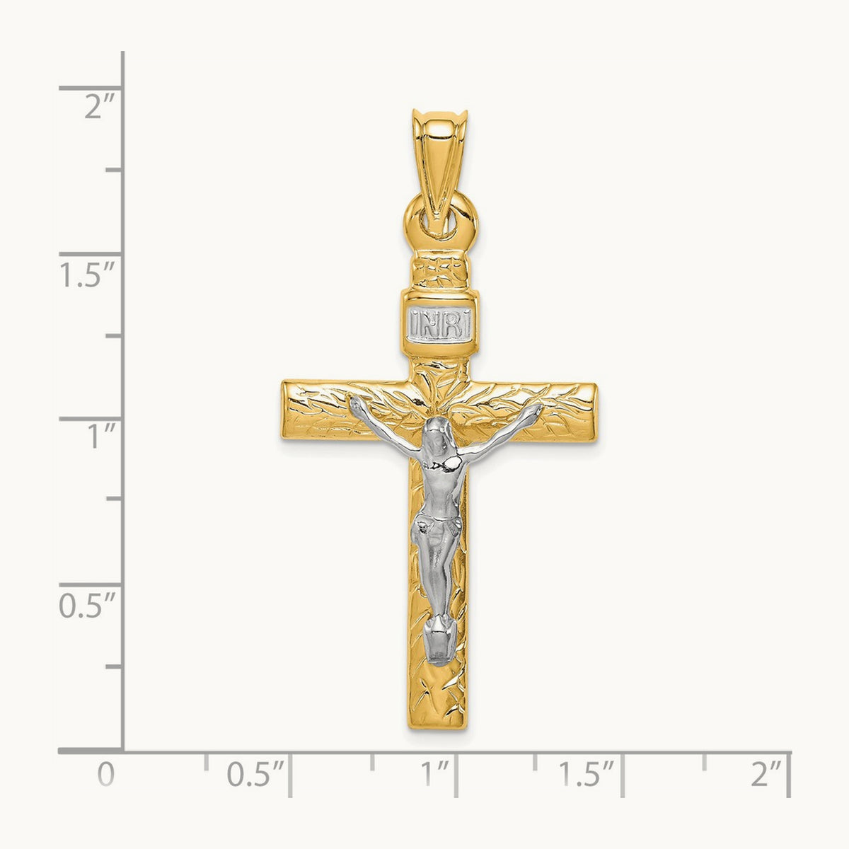 w/Rhodium Crucifix Pendant, 14K Two-tone