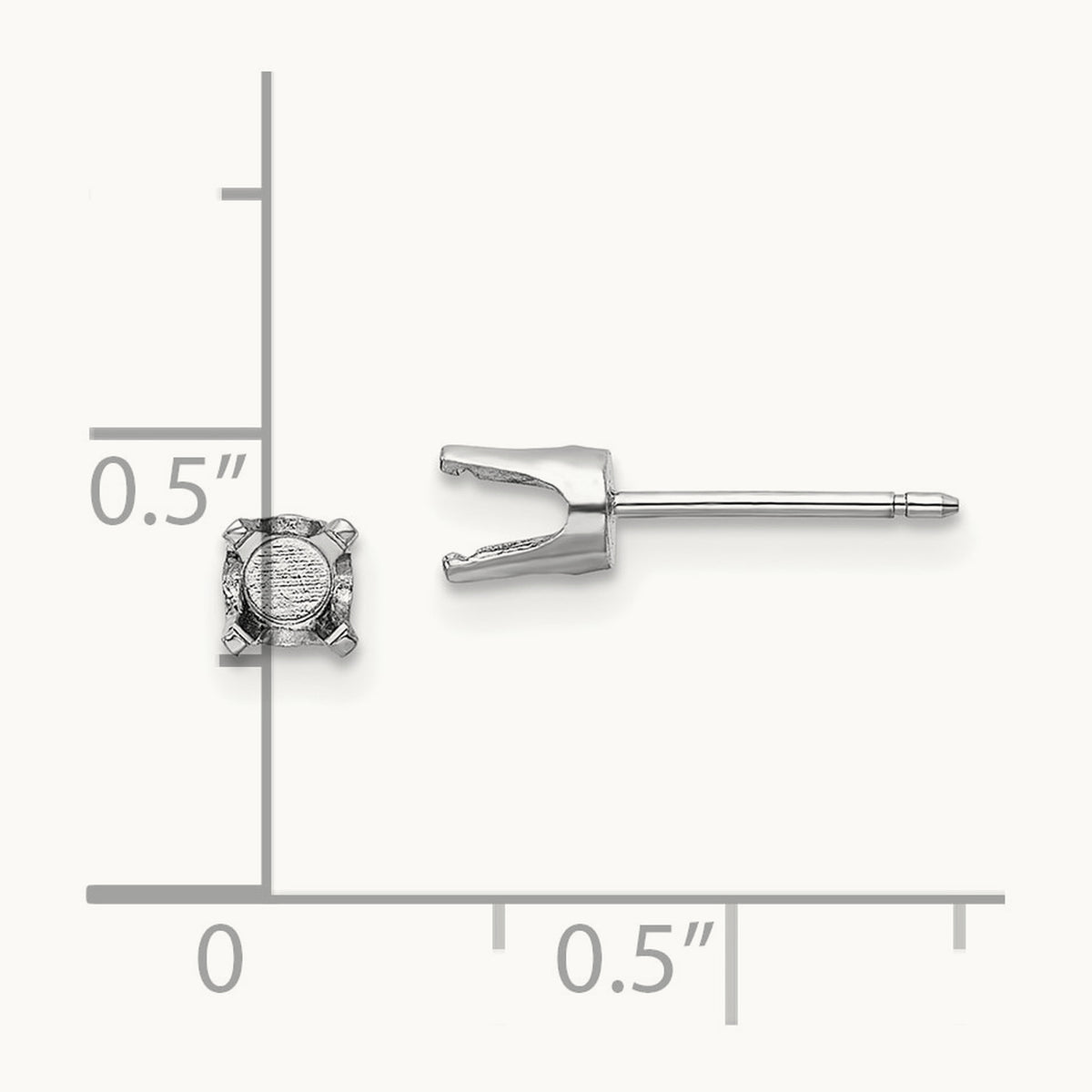 Setting: Round Stud Earring Mounting with backs — 14K White Gold