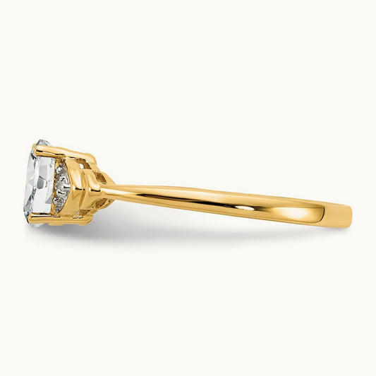 Topaz and Diamond Ring — 14K Yellow Gold, 7