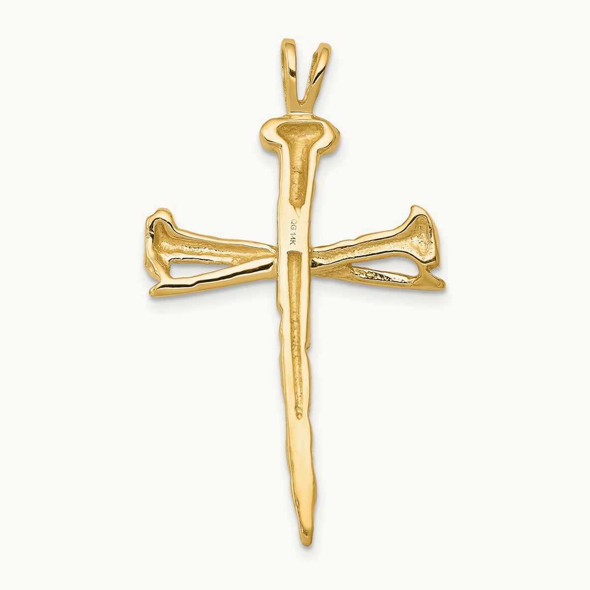 Polished Nail Cross Charm — 42mm
