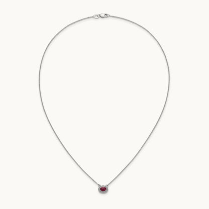 Diamond and Oval Ruby 18 inch Necklace, 14K White Gold
