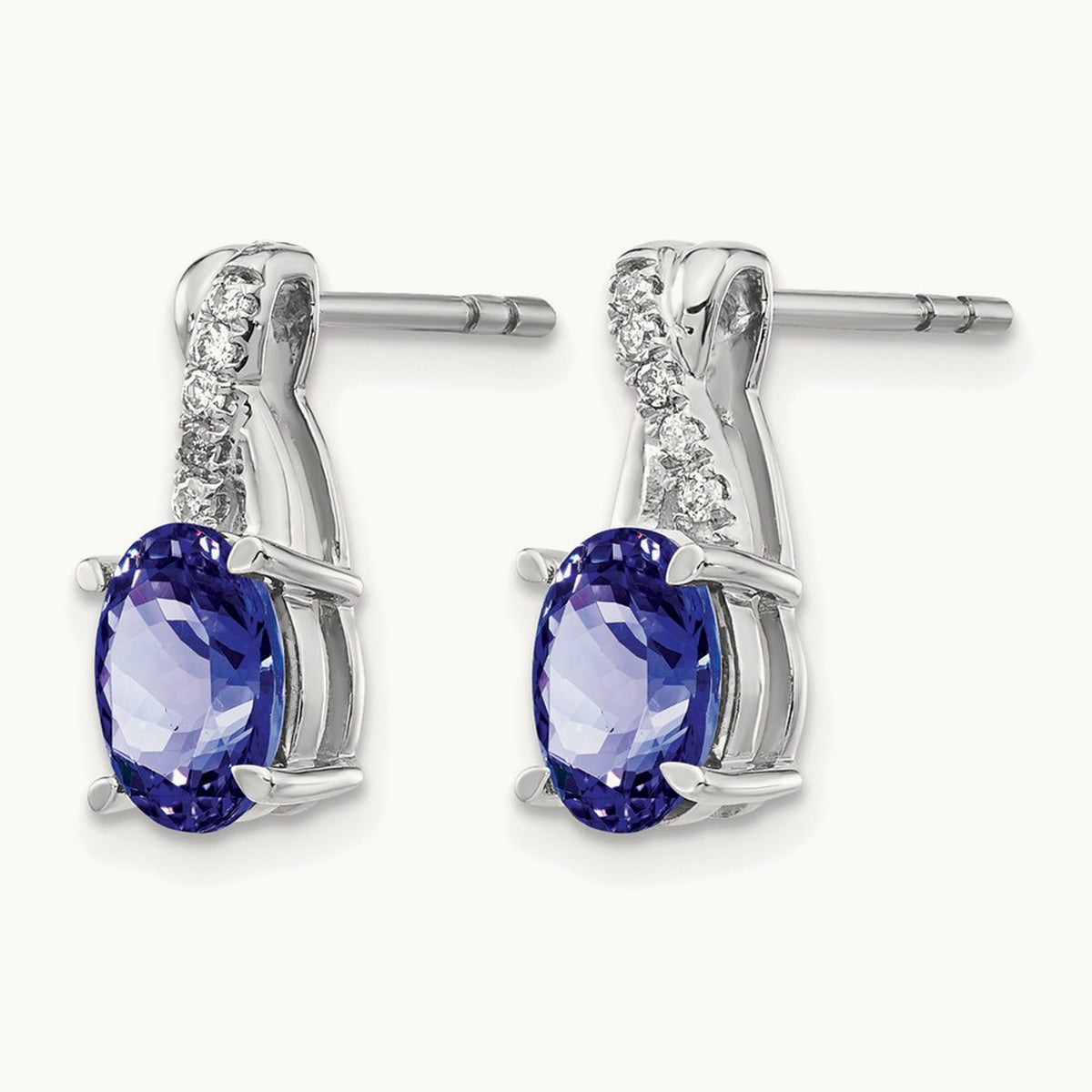 Tanzanite and Diamond Earrings, 14K White Gold
