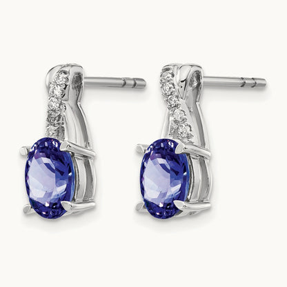 Tanzanite and Diamond Earrings, 14K White Gold