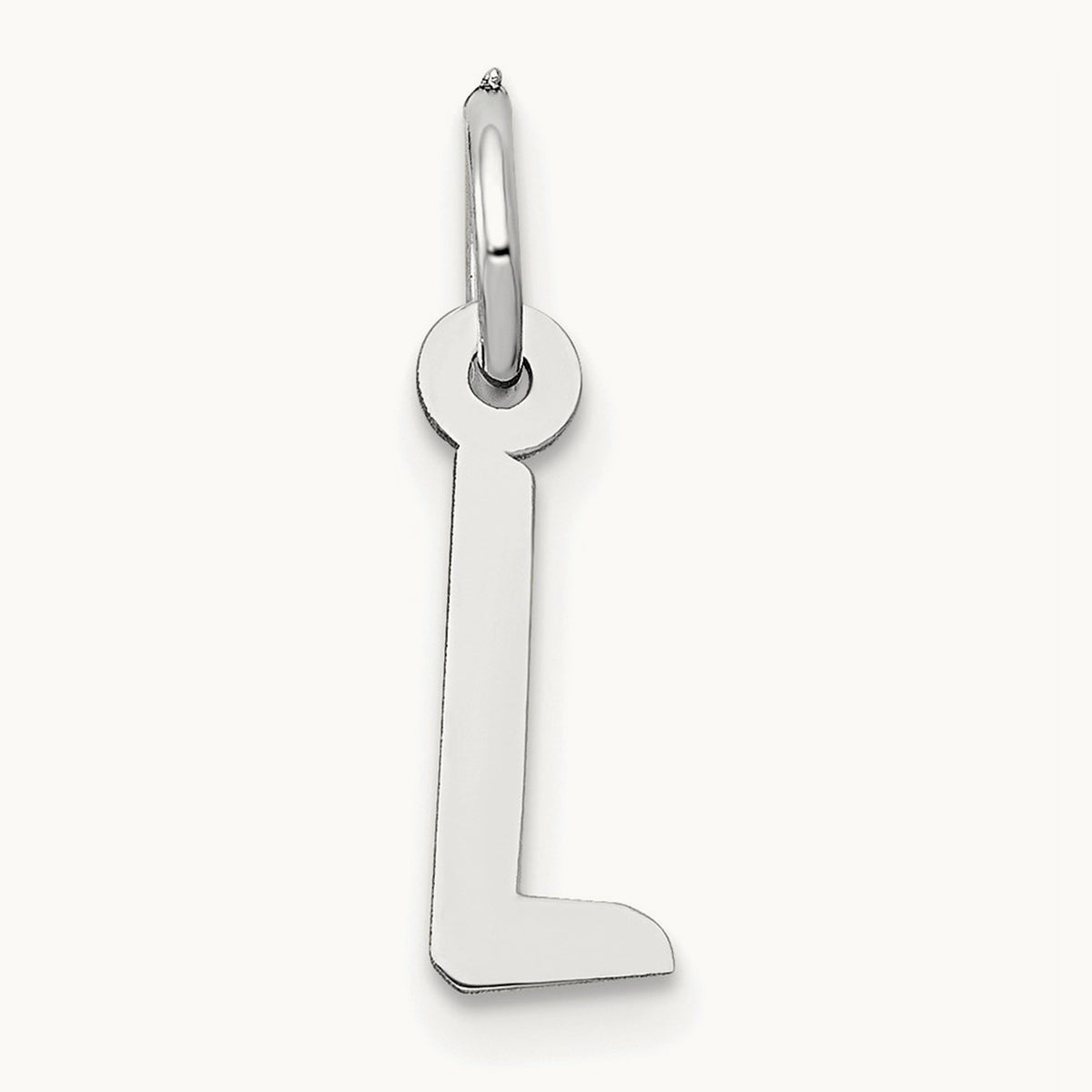 Small Slanted Block Initial Charm — 14K White Gold, L
