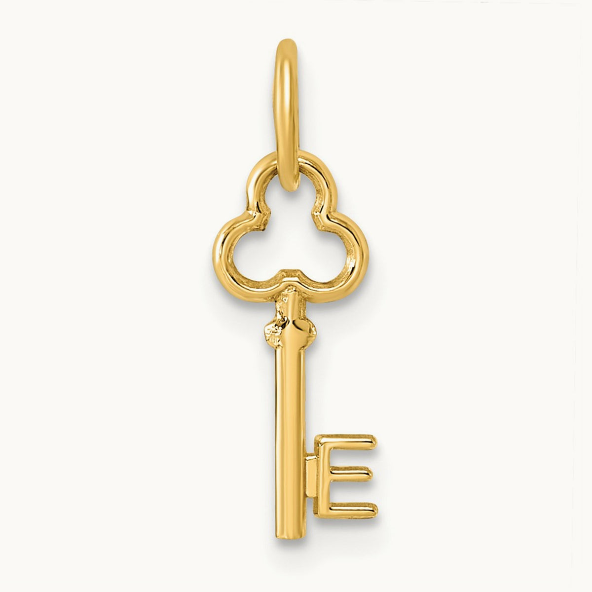 Key Initial Charm — 14K Yellow Gold, E