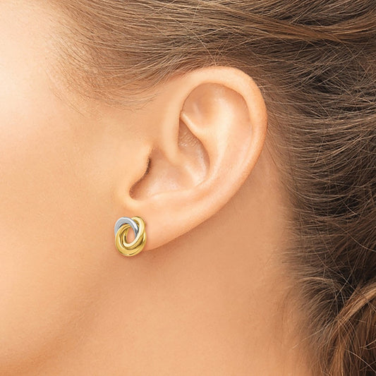 Polished Intertwined Circles Post Earrings — 14K Two-Tone Gold