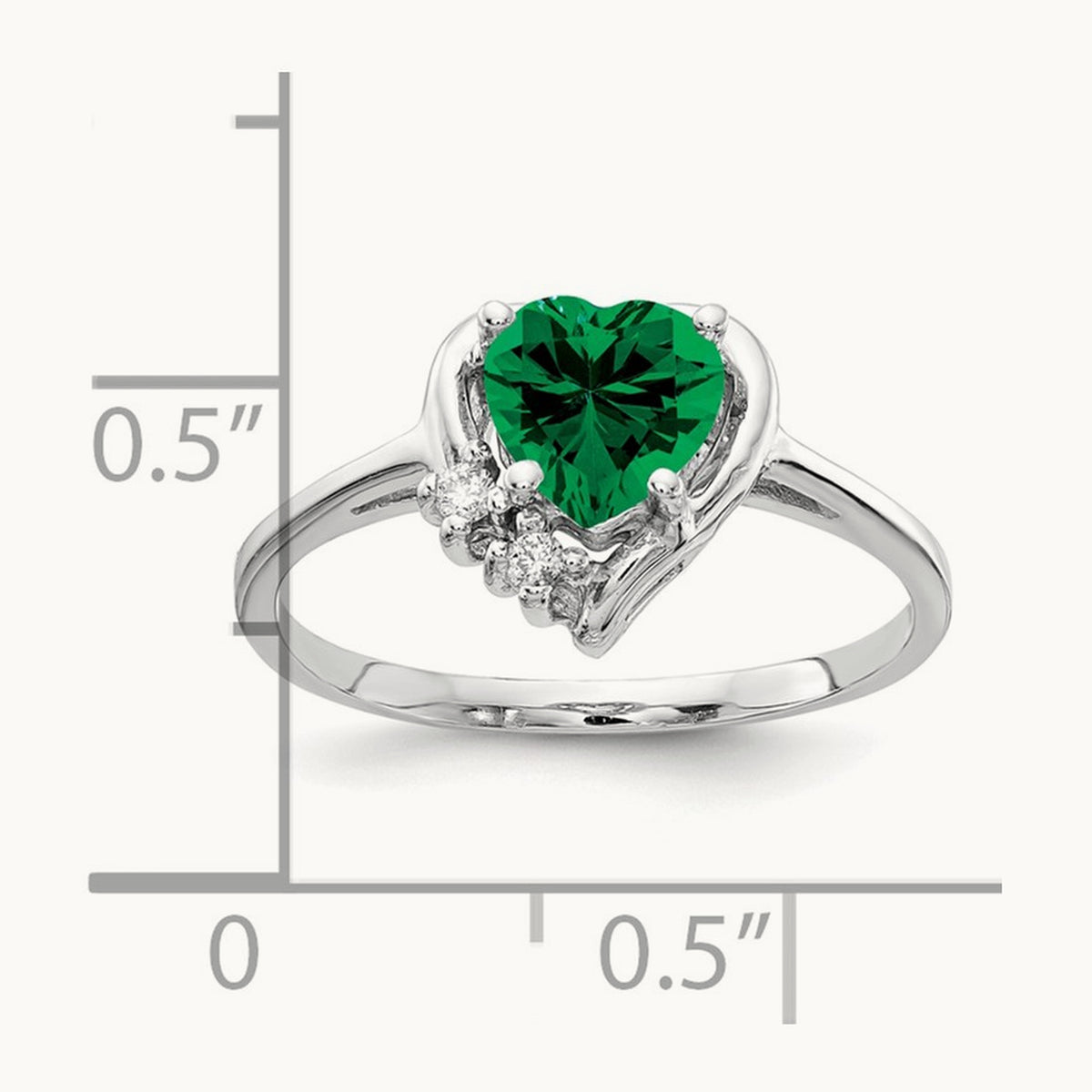 Heart Mount St. Helens AA Diamond ring, 6mm, 14K White Gold