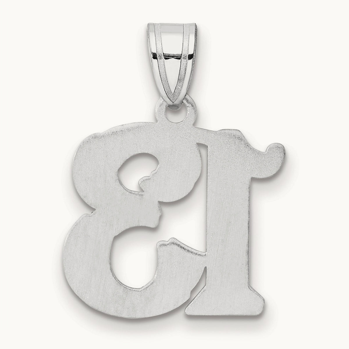 Polished Etched Number 13 Pendant, 14K White Gold