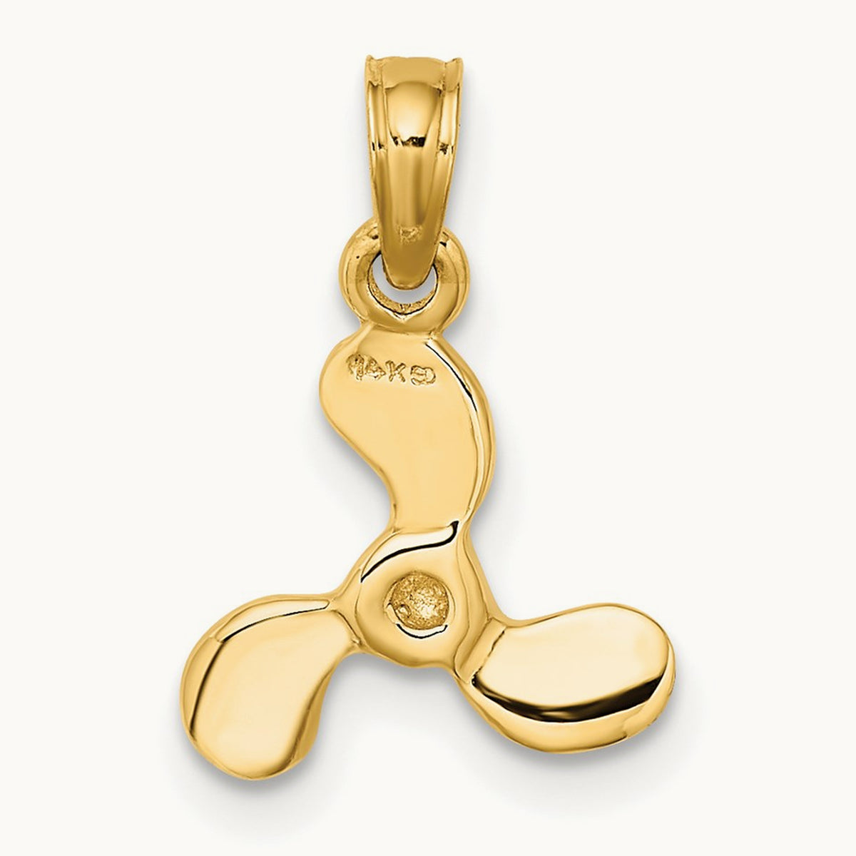 3-D Polished Mini Three Blade Propeller Charm, 14K
