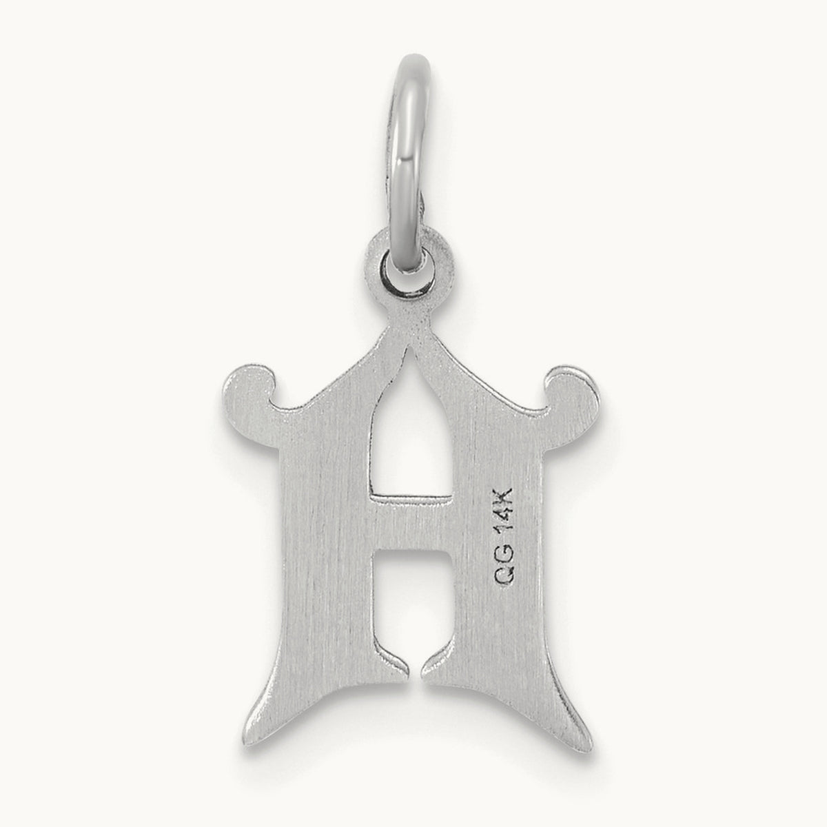 Diamond-cut Initial Charm — 14K White Gold, H