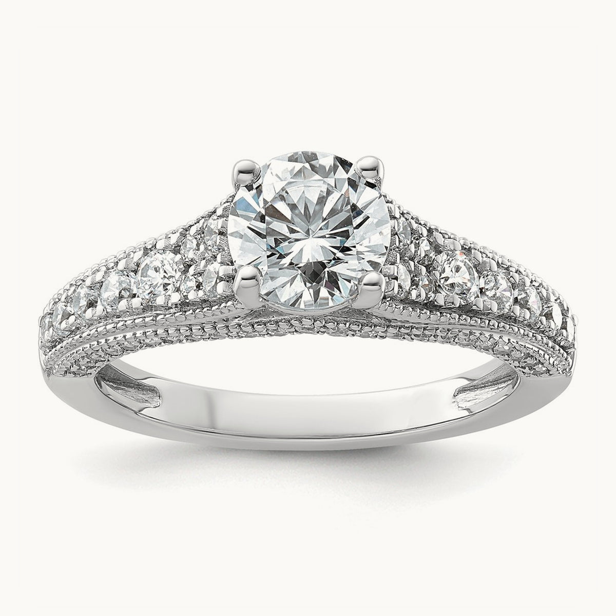 Round Engagement Ring, 1.50 ct tw Lab-Grown Diamond — 14K White Gold