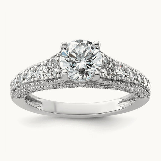 Round Engagement Ring, 1.50 ct tw Lab-Grown Diamond — 14K White Gold